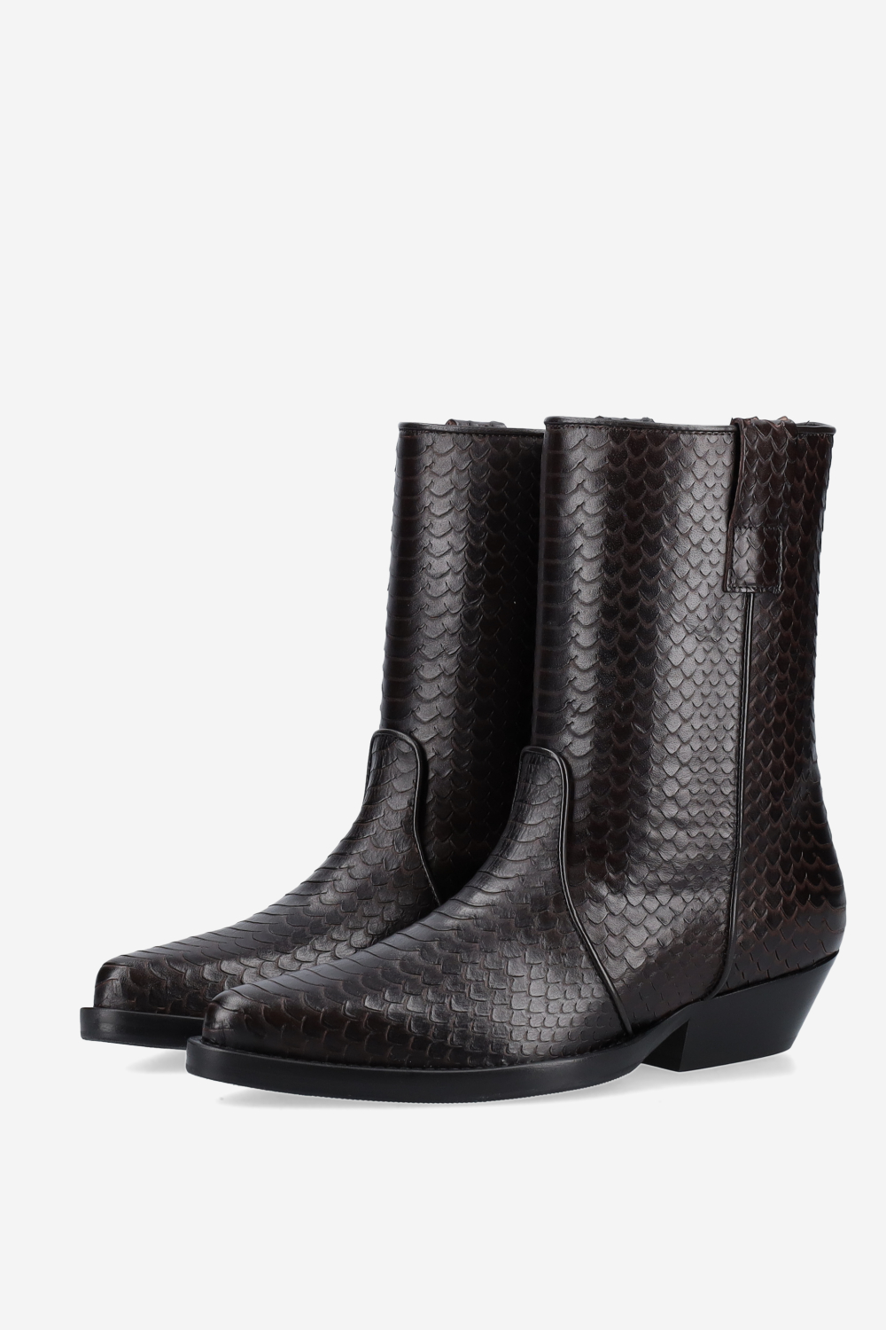 Kid again croco leather ankle boots