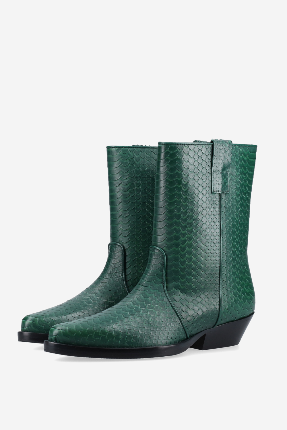 Kid again croco leather ankle boots