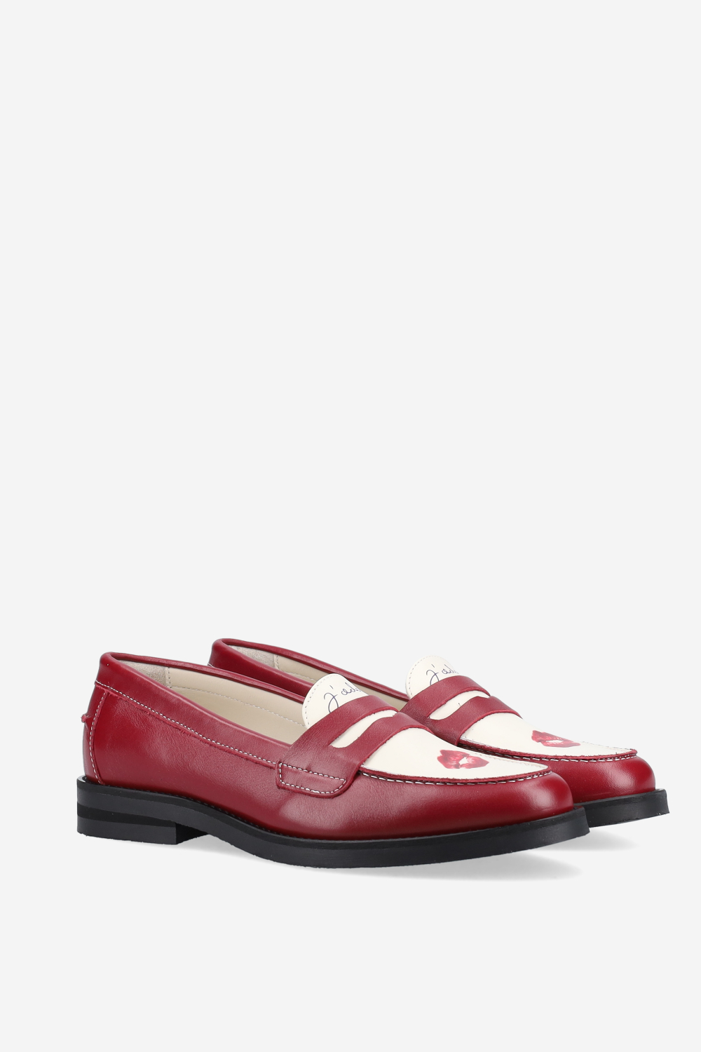 Wilde red kiss leather penny loafers