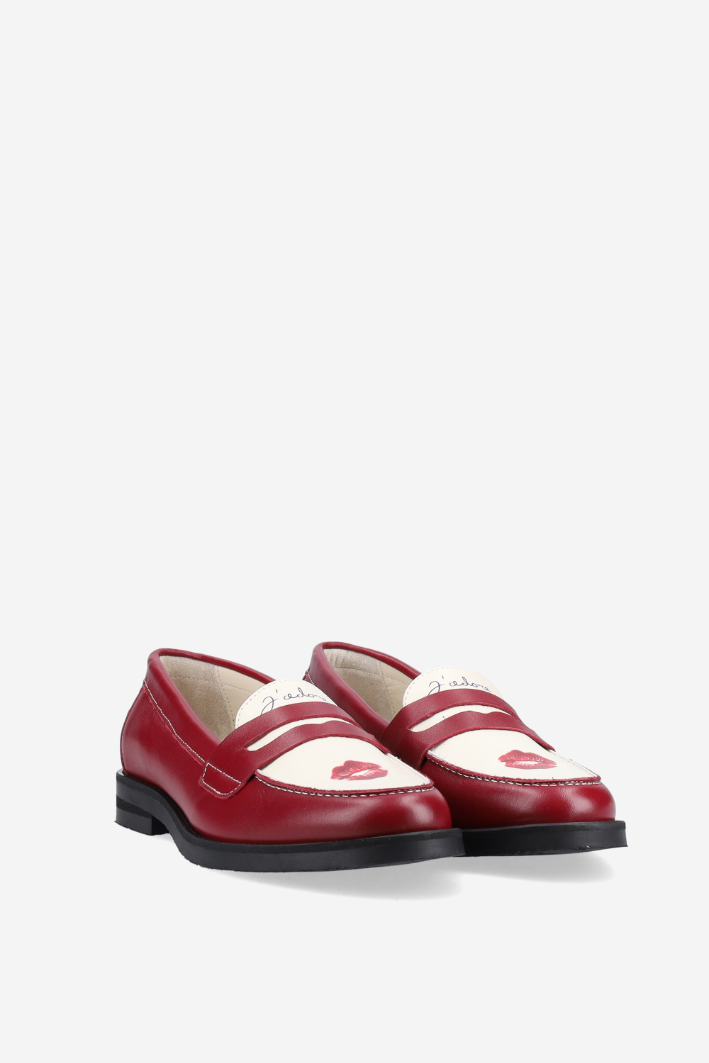 Wilde red kiss leather penny loafers