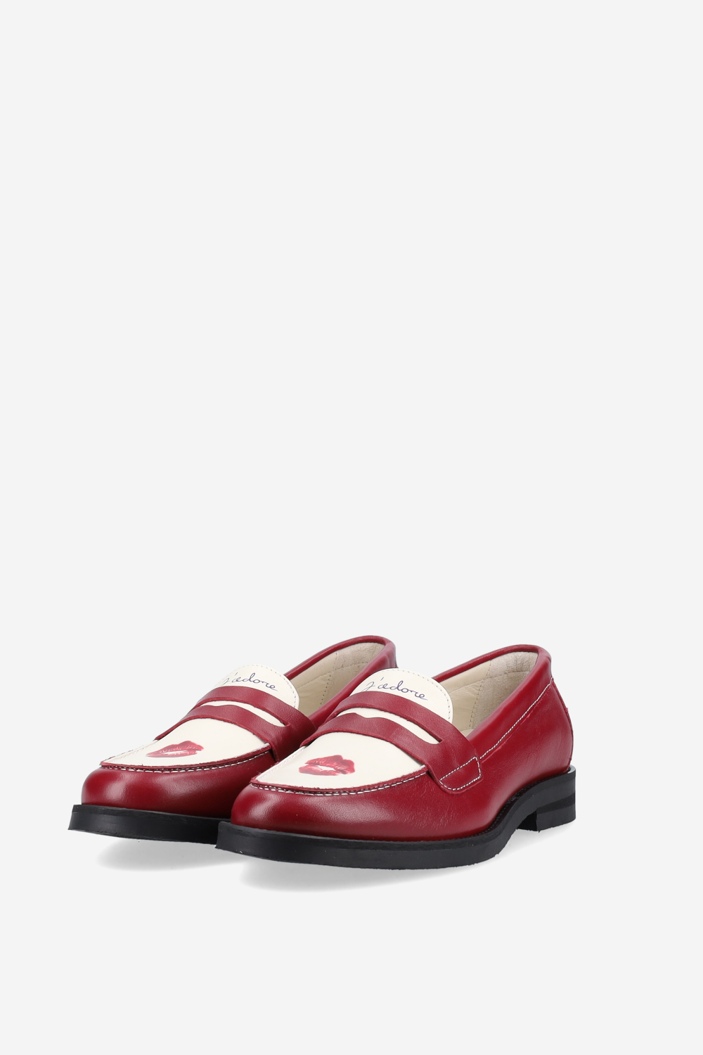 Wilde red kiss leather penny loafers
