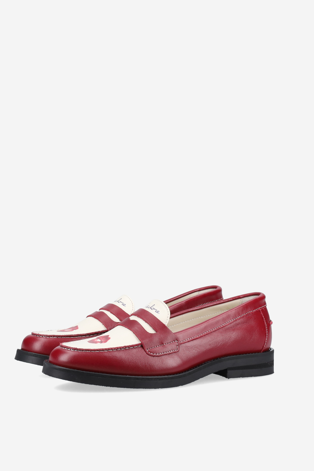 Wilde red kiss leather penny loafers