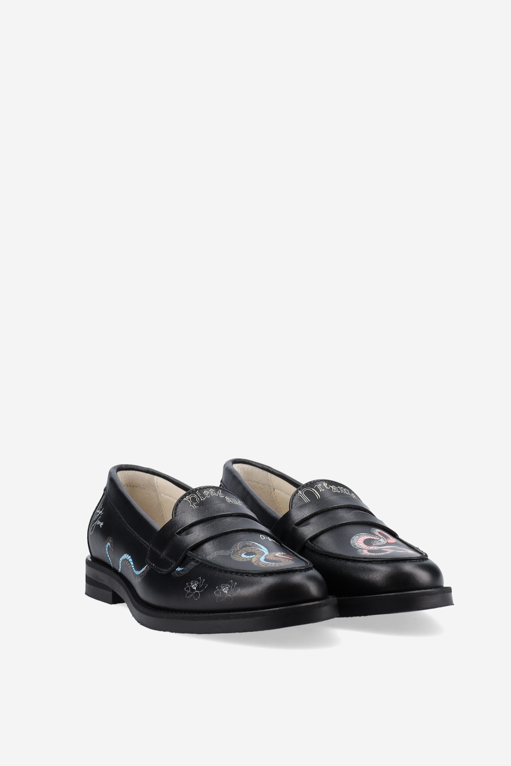 Wilde pleasant dreams snake leather penny loafers