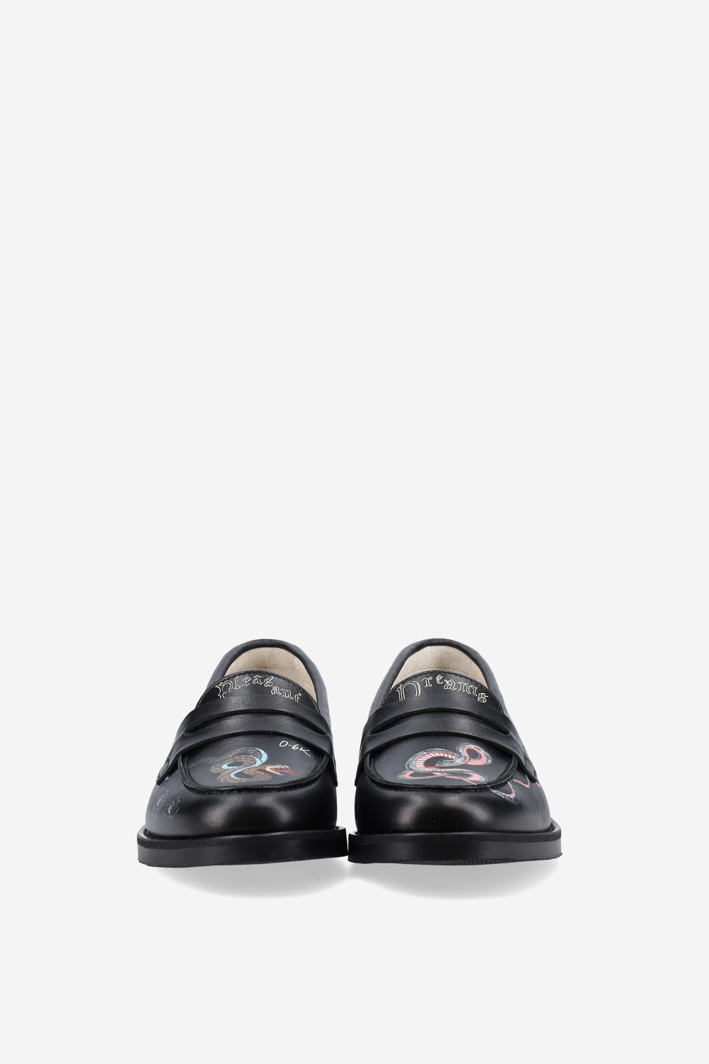 Wilde pleasant dreams snake leather penny loafers