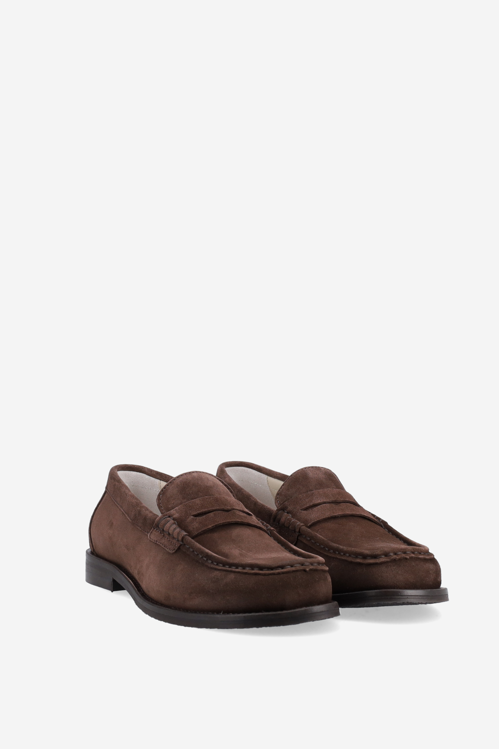 Willis chocolate suede penny loafers