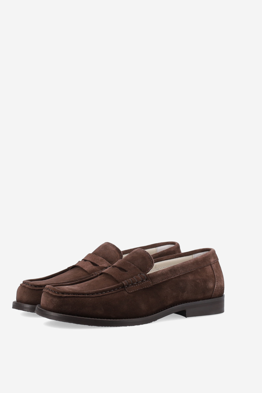 Willis chocolate suede penny loafers