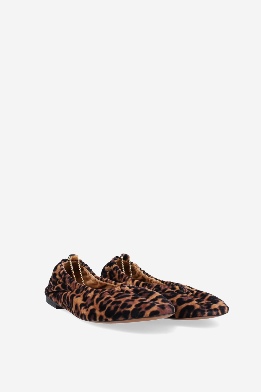 Leopard printed velvet ballerinas