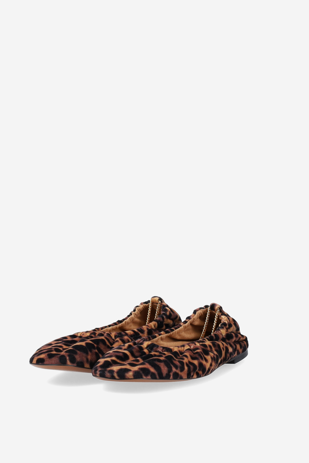 Leopard printed velvet ballerinas